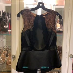 BCBG Leather and Lace Top
